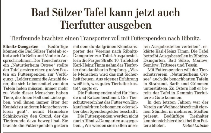 Bericht Ostsee-Zeitung